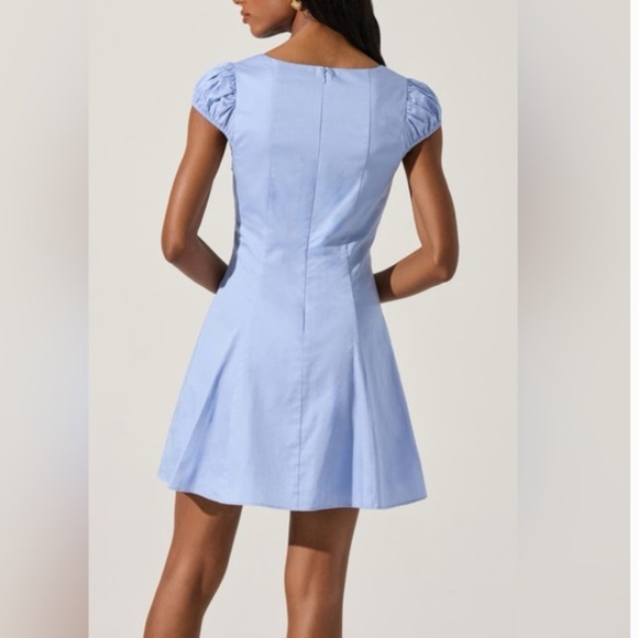 63. ASTR the Label $128 Poplin Fit & Flare in Light Cobalt - Picture 3 of 3